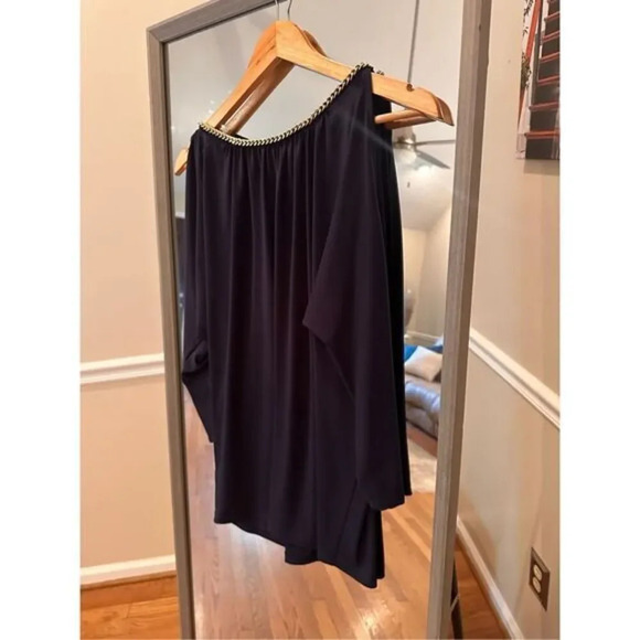 Michael Kors Dolman Cold Shoulder Top Size Small Chain Link - Picture 3 of 3